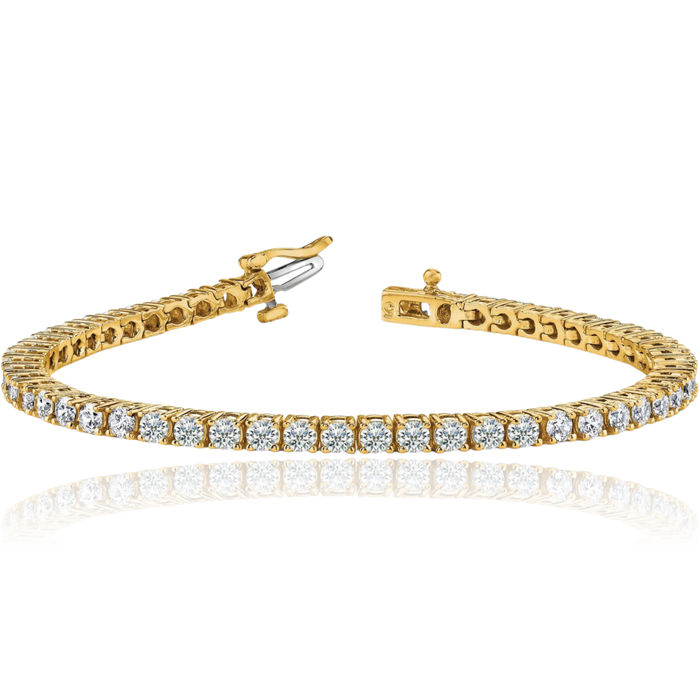 14K Solid Yellow Gold Diamond Tennis Bracelet