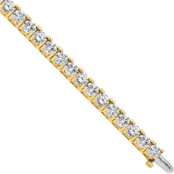 14K Solid Yellow Gold Diamond Tennis Bracelet