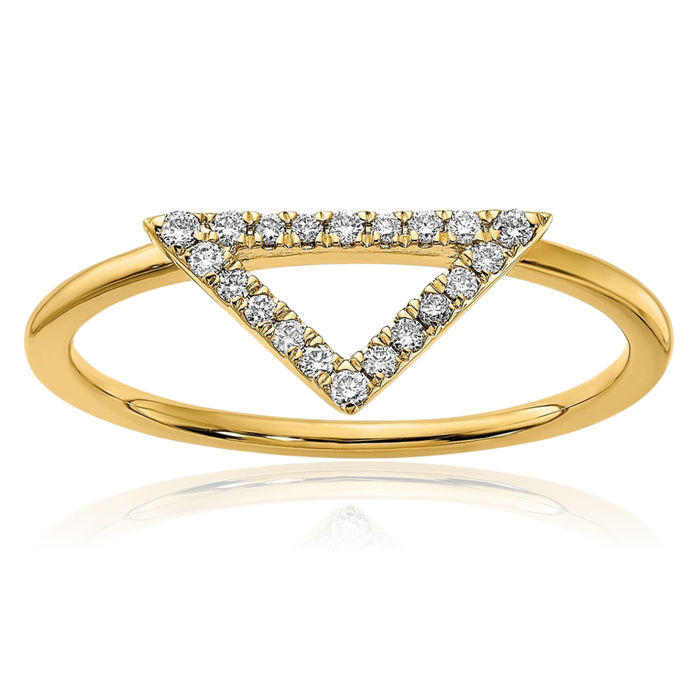 14K Solid Yellow Gold Diamond Triangle Ring