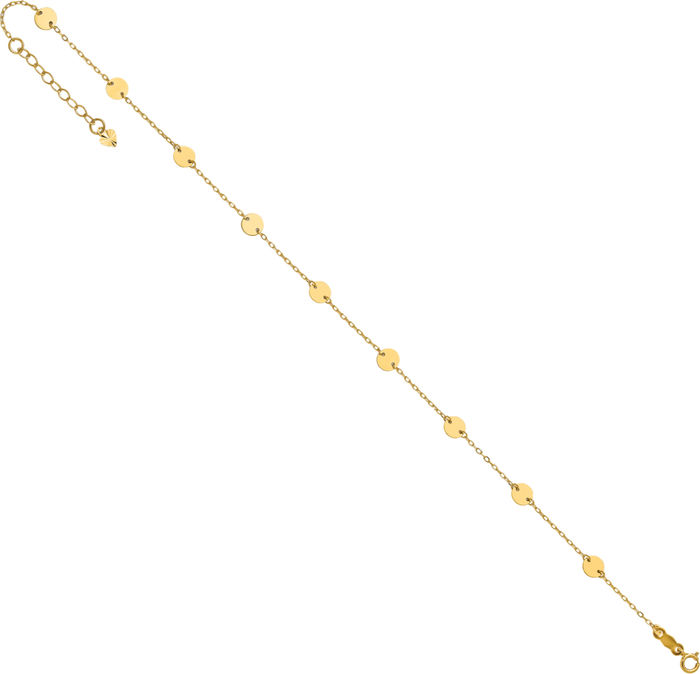 14K Solid Yellow Gold Disc Anklet Summer Beach Foot Ankle Bracelet