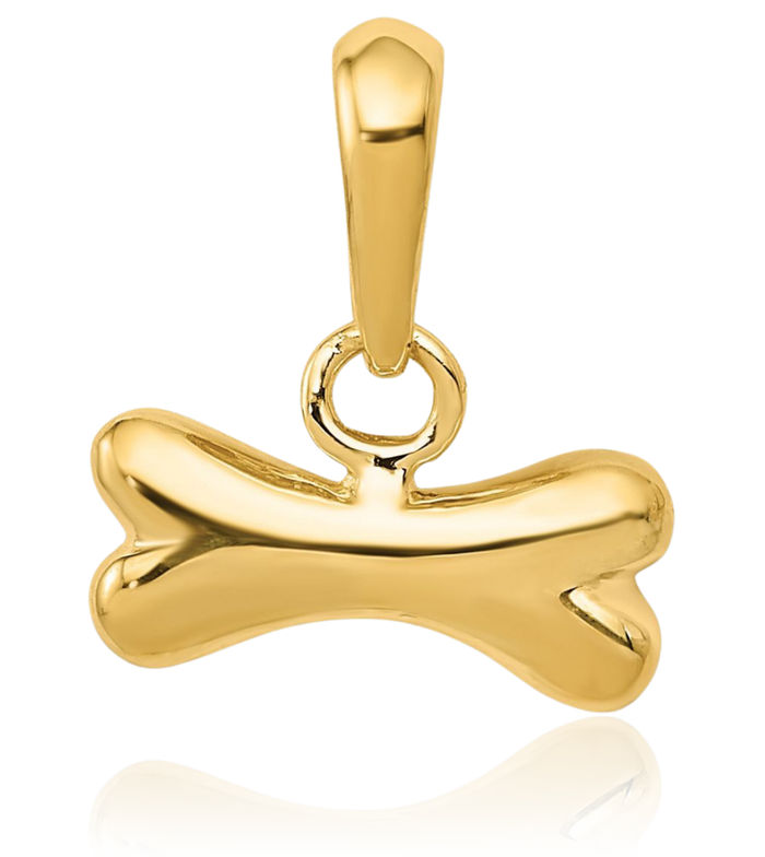 14K Solid Yellow Gold Dog Bone Necklace Chain Pendant Charm