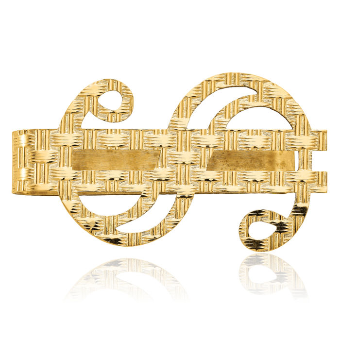 14K Solid Yellow Gold Dollar Sign Money Clip for Men