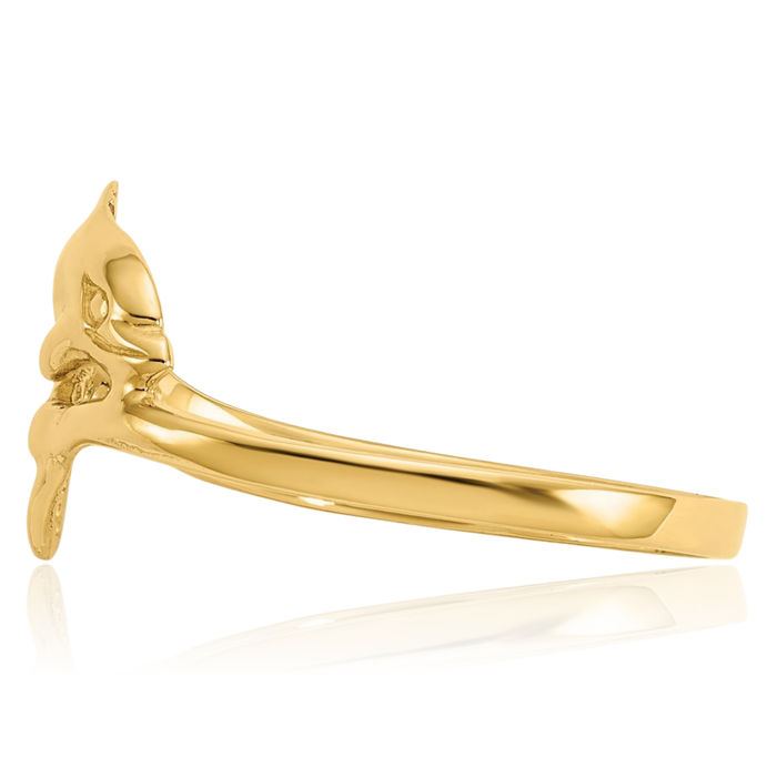 14K Solid Yellow Gold Sea Dolphin Ocean Fish Beach Nautical Ring