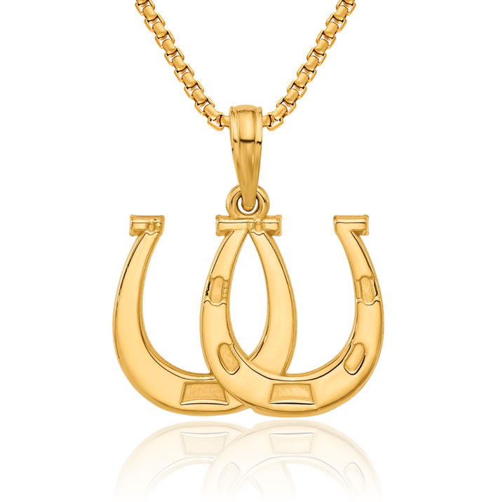 Handmade 14k Yellow Gold Lucky Horseshoe Charm Pendant – No Stone, Classic Style
