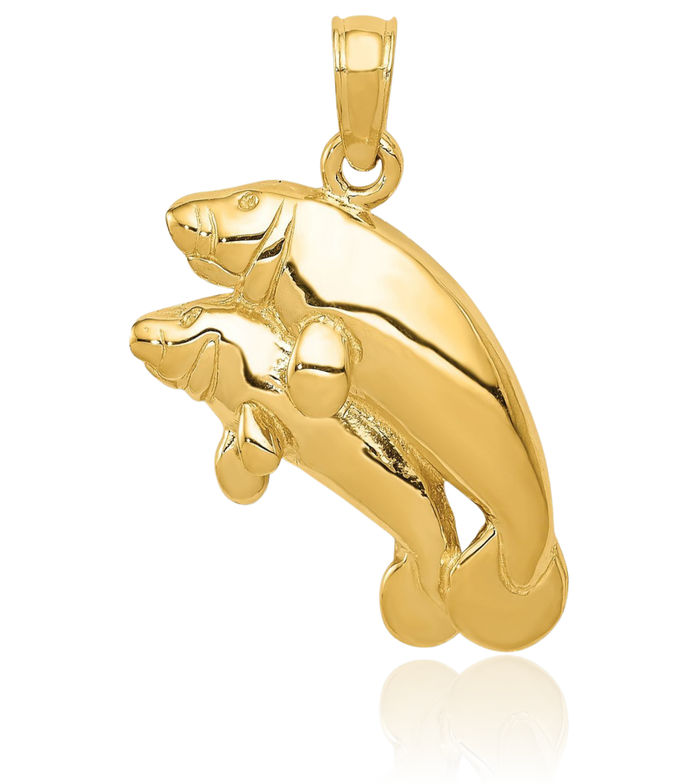14k Yellow Gold Solid Double Manatee Pendant 14k Yellow Gold Solid Double Manatee Pendant