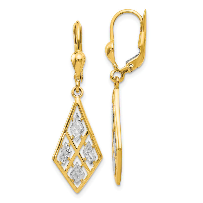 14K Solid Yellow Gold Drop Dangle Earrings