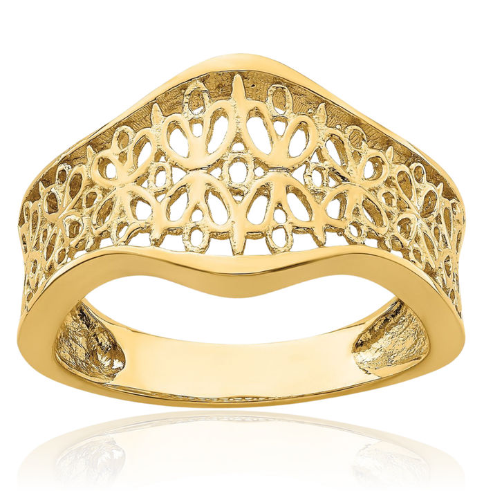 14K Solid Yellow Gold Edge Statement Ring