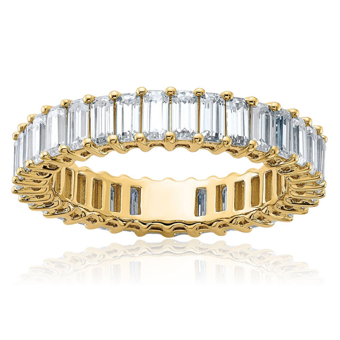 14K Solid Yellow Gold Emerald-Cut Moissanite Eternity Ring