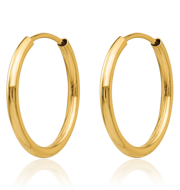 14k Yellow Gold Endless Hoop 3 Pair Set