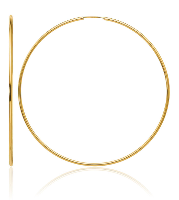 14K Solid Yellow Gold Endless Round Extra Large Hoop Earrings