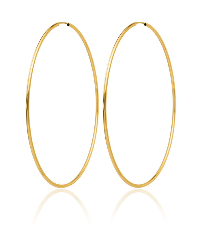14K Solid Yellow Gold Endless Round Extra Large Hoop Earrings