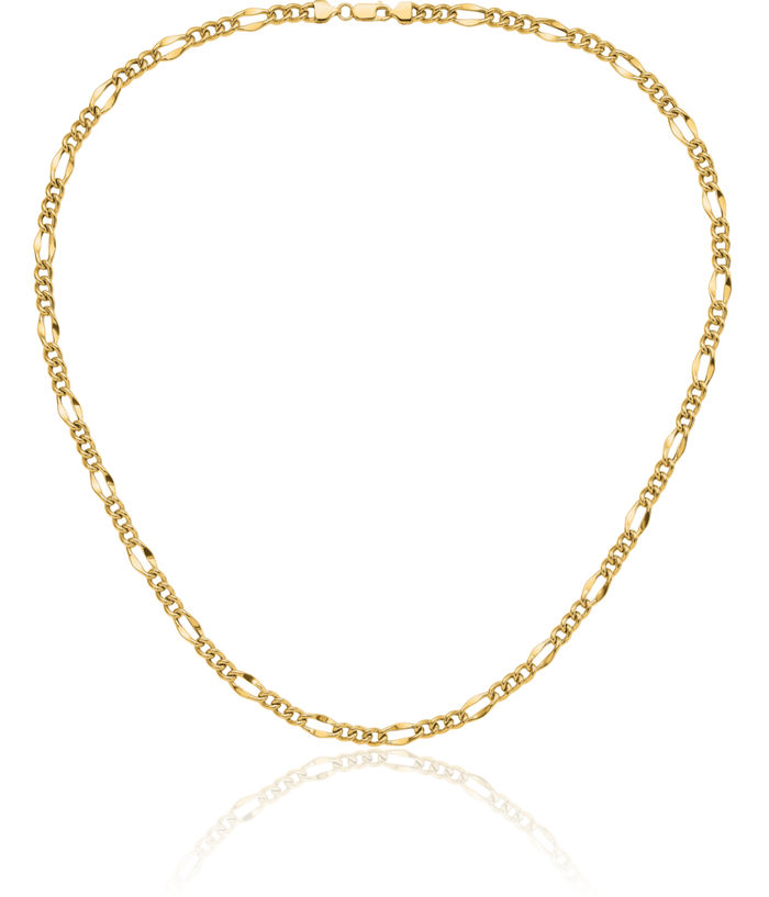 14K Solid Yellow Gold Figaro Link Chain Necklace