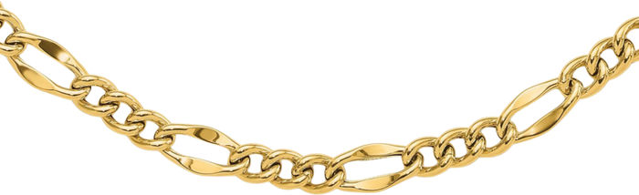 14K Solid Yellow Gold Figaro Link Chain Necklace