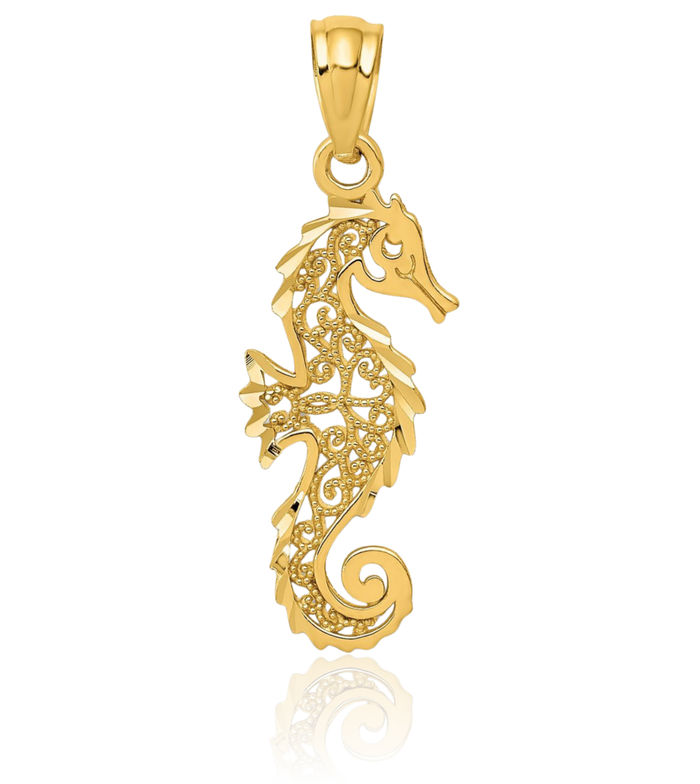 14k Yellow Gold Filigree Seahorse Pendant 14k Yellow Gold Filigree Seahorse Pendant