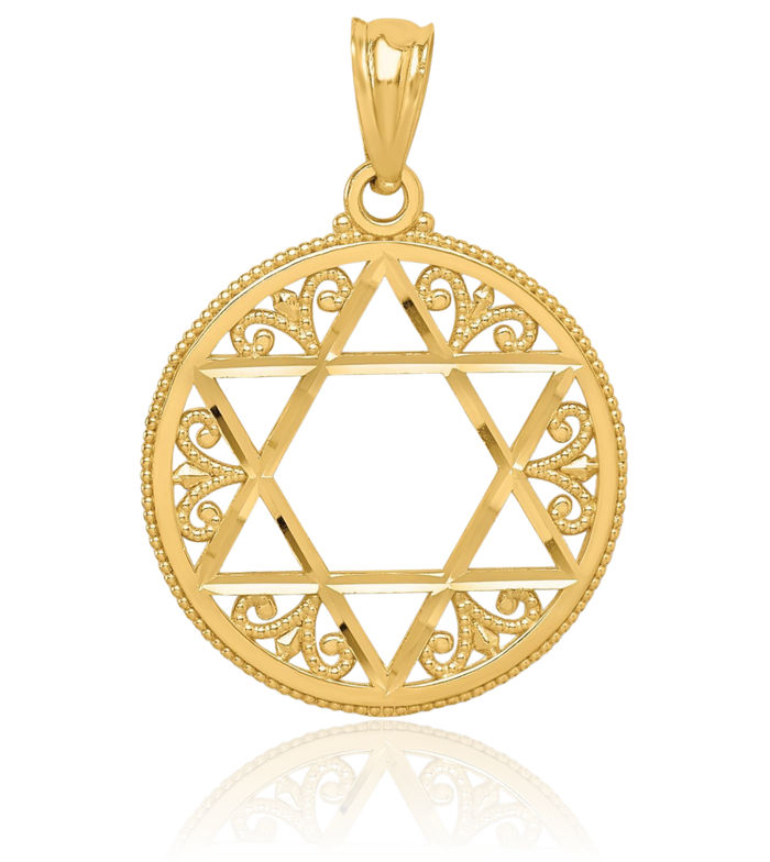 14k Yellow Gold Round Filigree Star Of David Pendant 14k Yellow Gold Round Filigree Star Of David Pendant