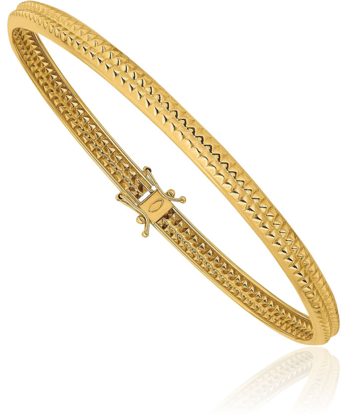 14K Solid Yellow Gold Flexible Bangle Bracelet