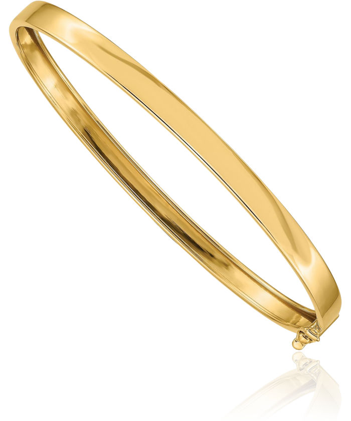 14K Solid Yellow Gold Flexible Bangle Bracelet