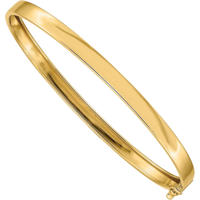 14K Solid Yellow Gold Flexible Bangle Bracelet