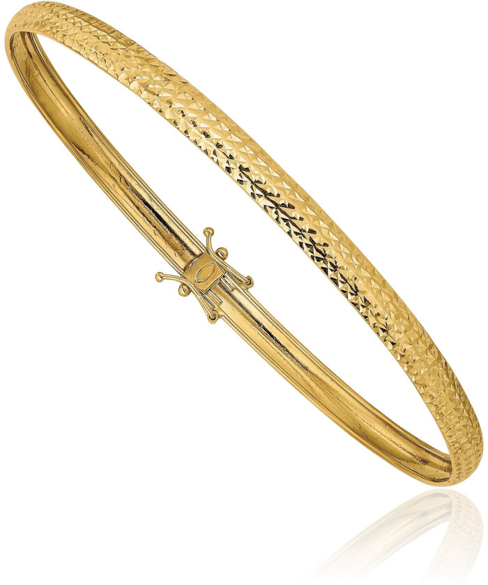 14K Solid Yellow Gold Flexible Bangle Bracelet