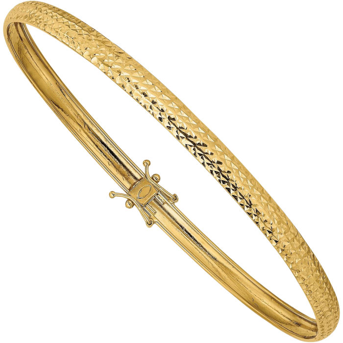 14K Solid Yellow Gold Flexible Bangle Bracelet