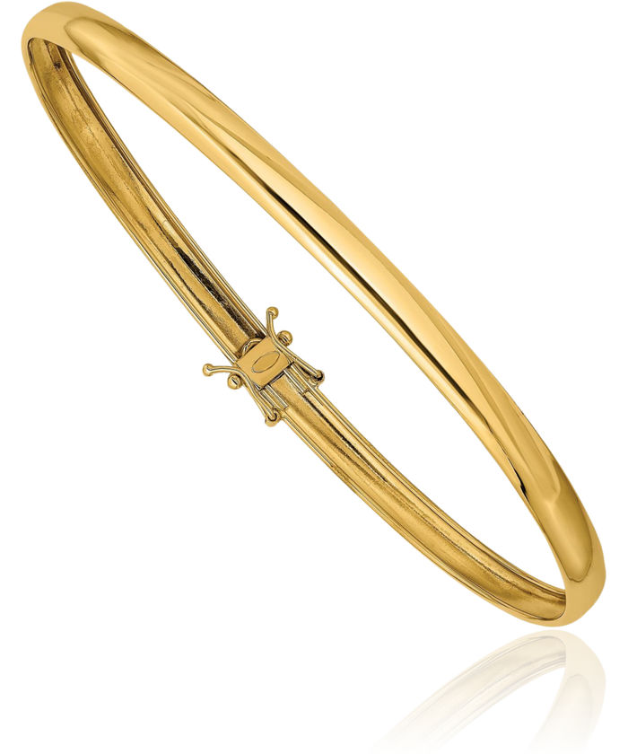 14K Solid Yellow Gold Flexible Bangle Bracelet