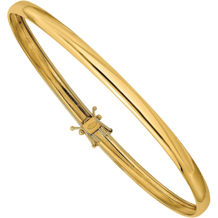 14K Solid Yellow Gold Flexible Bangle Bracelet