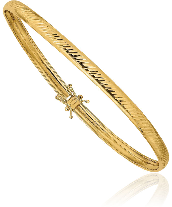 14K Solid Yellow Gold Flexible Bangle Bracelet