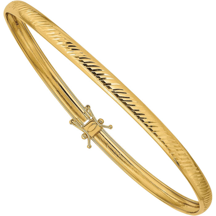 14K Solid Yellow Gold Flexible Bangle Bracelet