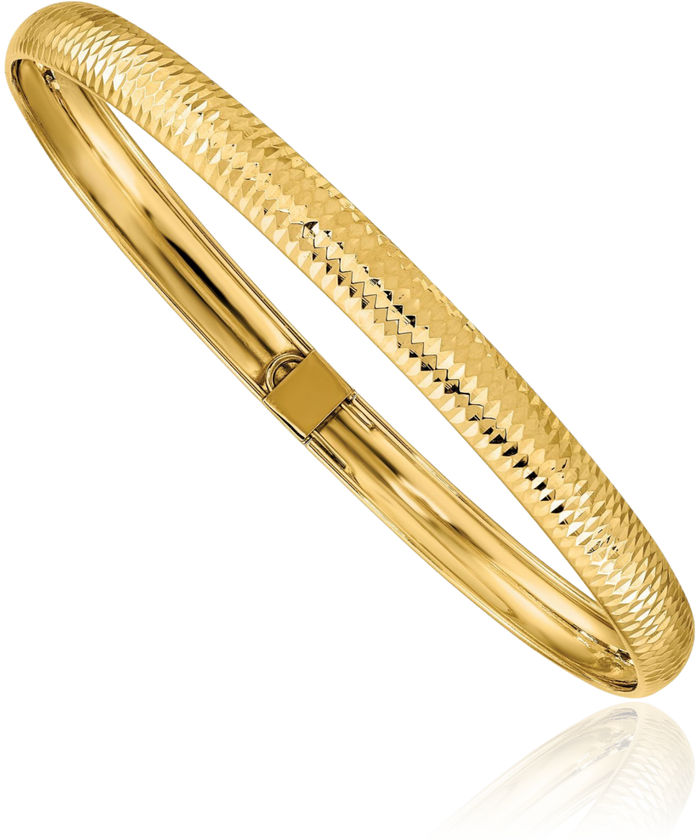 14K Solid Yellow Gold Flexible Bangle Bracelet