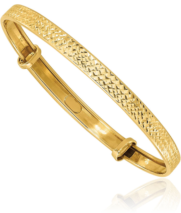 14K Solid Yellow Gold Flexible Bangle Bracelet