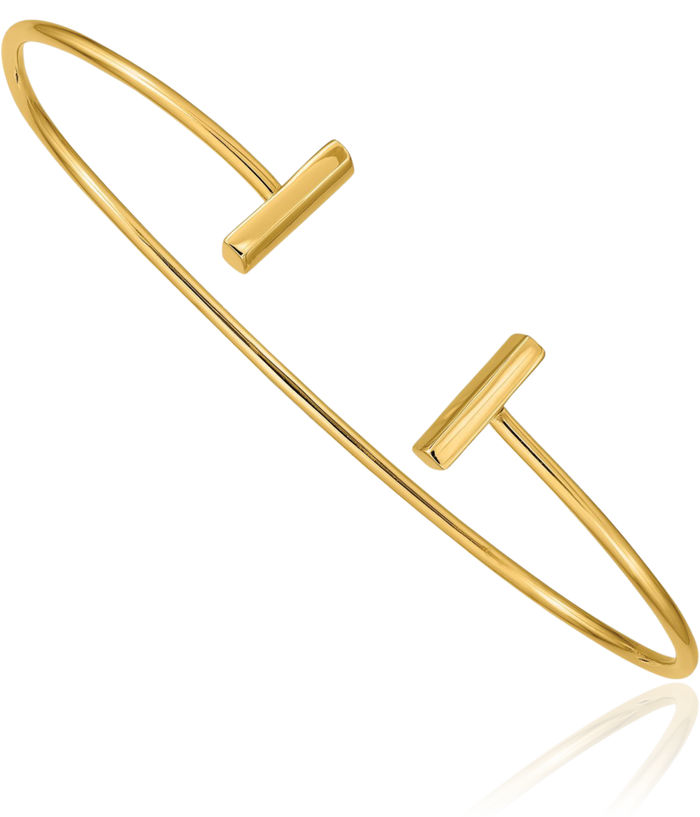 14K Solid Yellow Gold Flexible Bar Bangle Bracelet