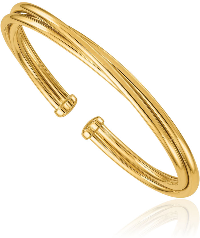 14K Solid Yellow Gold Flexible Cuff Bracelet