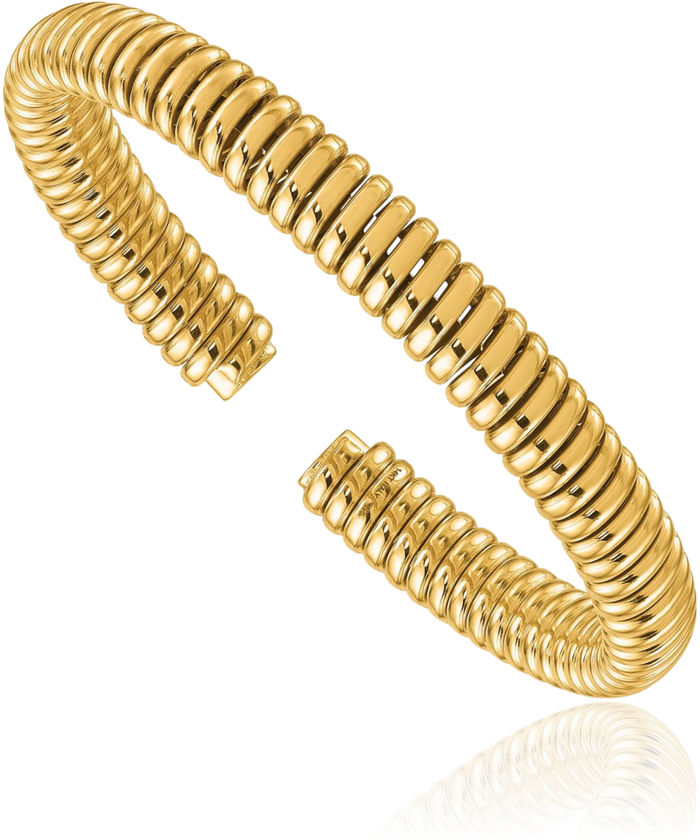 14K Solid Yellow Gold Flexible Cuff Bracelet