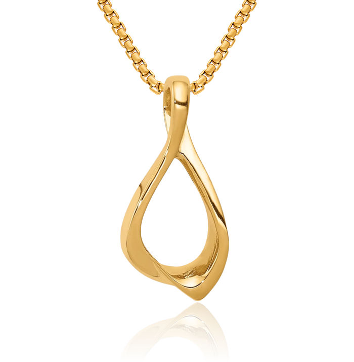 14K Solid Yellow Gold Floating Chain Slide Pendant Necklace Charm Cubetto Omega Snake