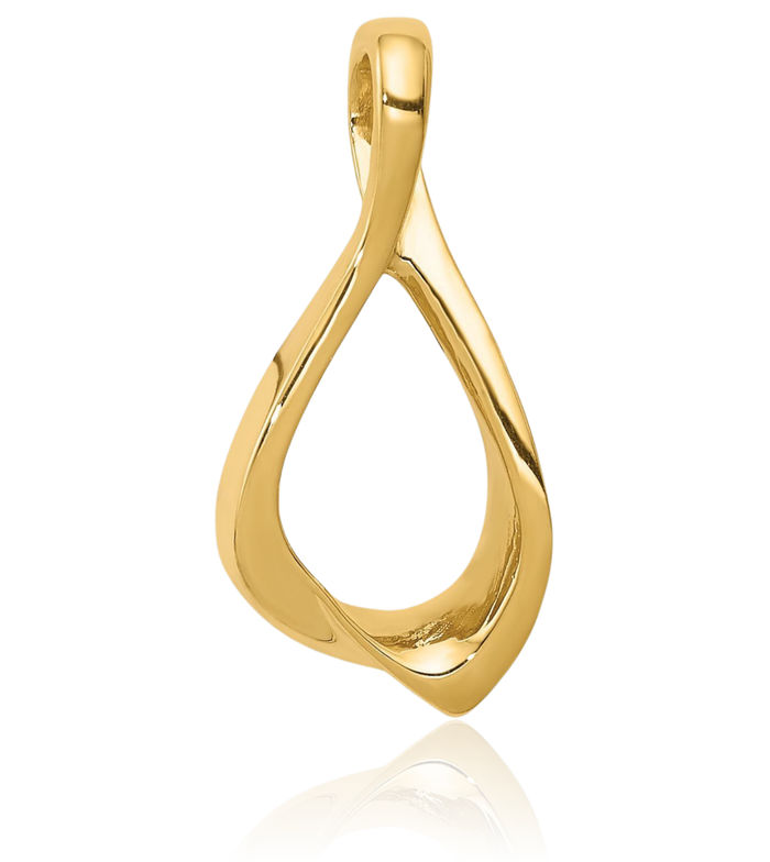 14K Solid Yellow Gold Floating Chain Slide Pendant Necklace Charm Cubetto Omega Snake