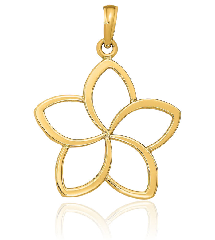 14K Solid Yellow Gold Flower Necklace Chain Pendant Charm