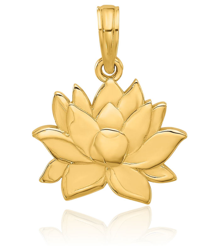 14K Solid Yellow Gold Flower Necklace Chain Pendant Charm