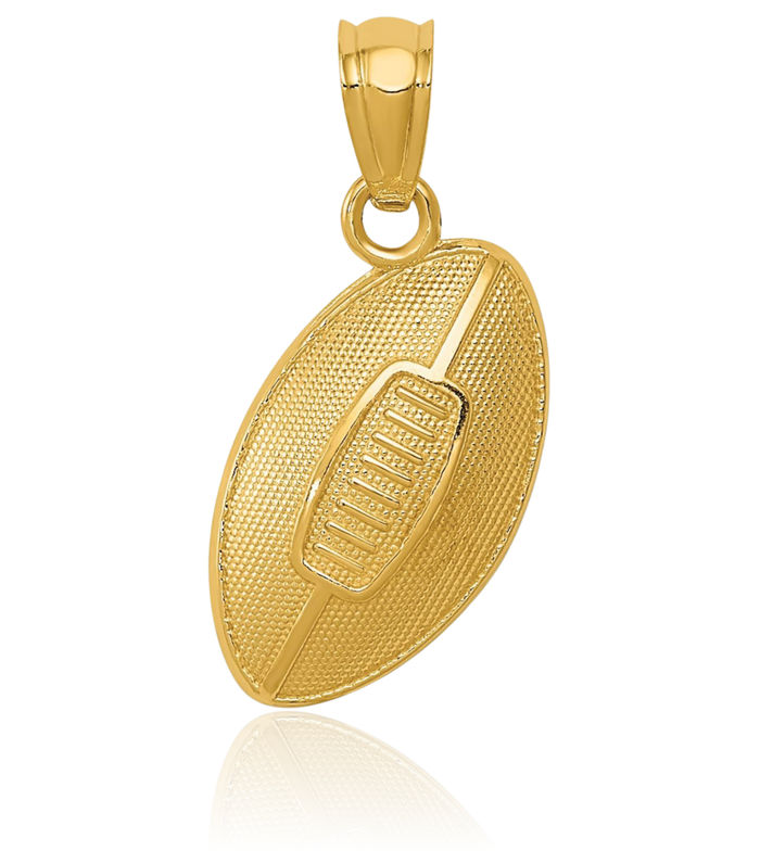 14K Solid Yellow Gold Football Necklace Charm Sports Pendant