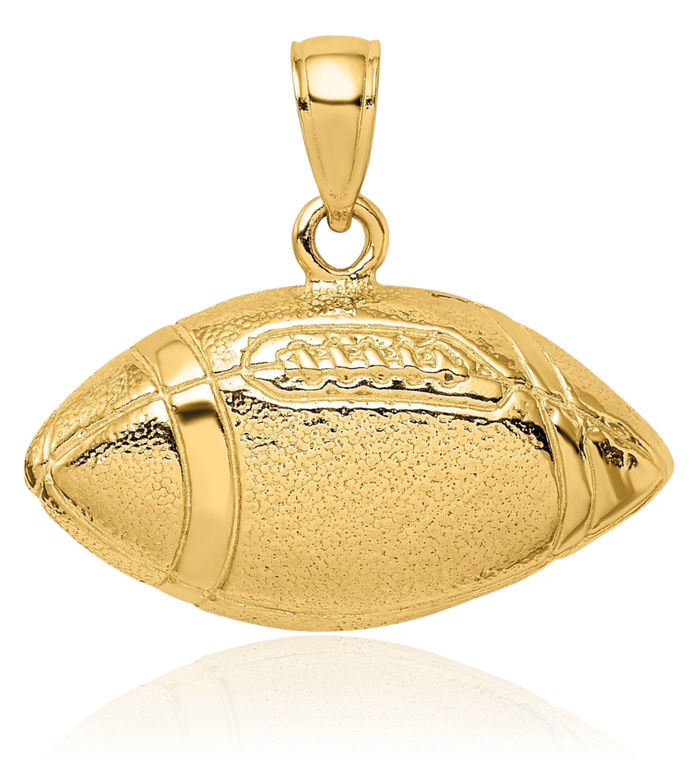 14K Solid Yellow Gold Football Necklace Charm Sports Pendant