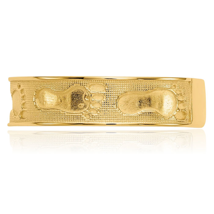 14K Solid Yellow Gold Footprints Sand Ring