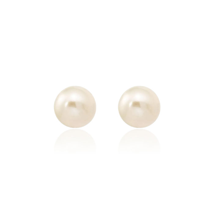 14K Solid Yellow Gold Freshwater Cultured Pearl Stud Earrings