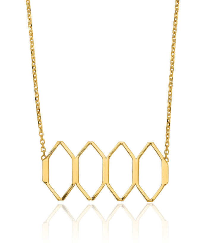 14K Solid Yellow Gold Geometric Necklace Chain