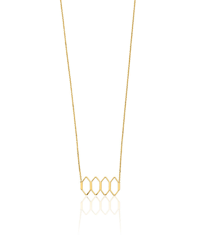 14K Solid Yellow Gold Geometric Necklace Chain