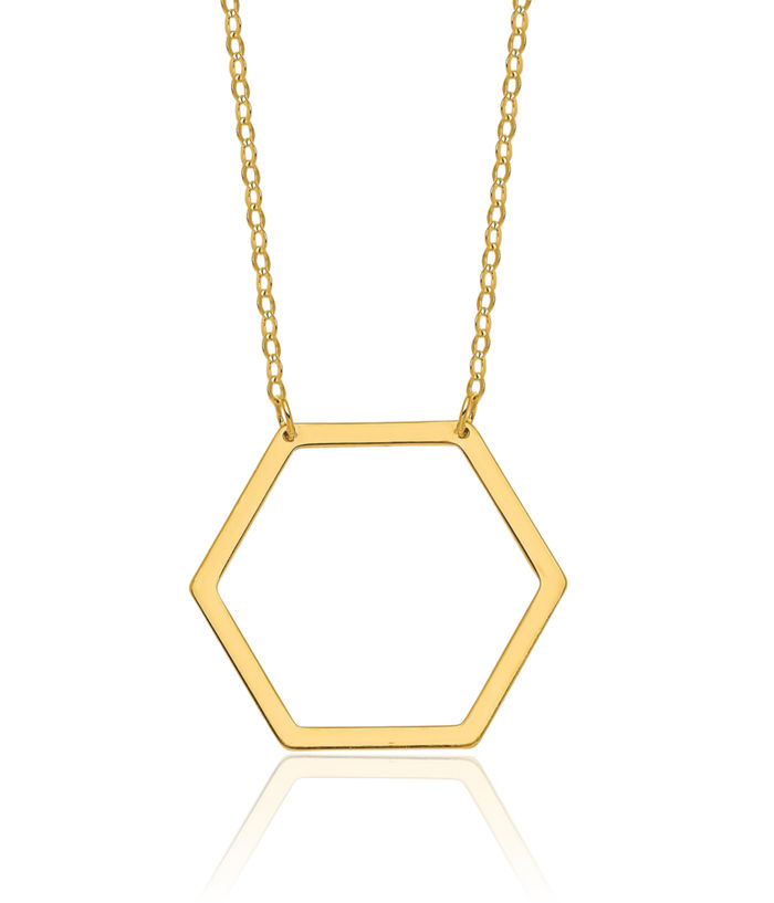 14K Solid Yellow Gold Geometric Necklace Chain