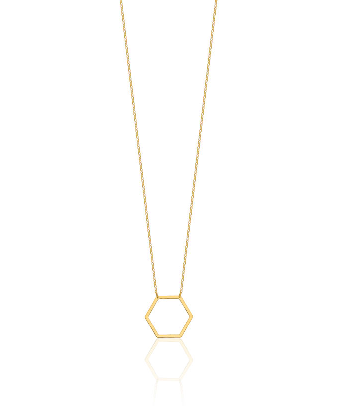 14K Solid Yellow Gold Geometric Necklace Chain