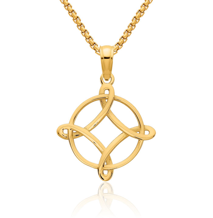 14K Solid Yellow Gold Geometric Necklace Chain Pendant Charm