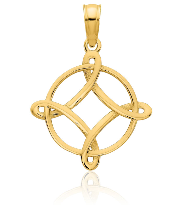 14K Solid Yellow Gold Geometric Necklace Chain Pendant Charm