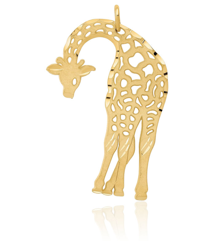 14K Solid Yellow Gold Giraffe Necklace Chain Pendant Charm