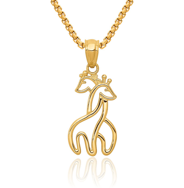 14K Yellow Gold Solid Interlocking Giraffes Pendant 14K Yellow Gold Solid Interlocking Giraffes Pendant