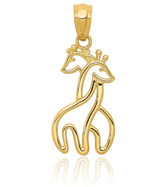 14K Yellow Gold Solid Interlocking Giraffes Pendant 14K Yellow Gold Solid Interlocking Giraffes Pendant